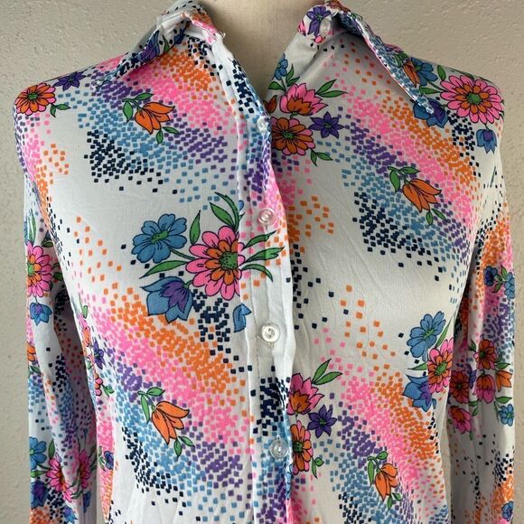 Vintage 70s Button Down Shirt Size S - Picture 3 of 5